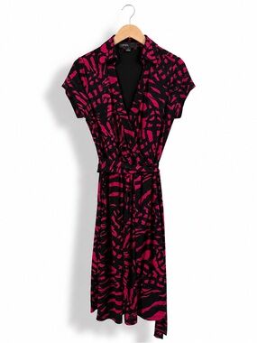 DONNA RICCO Floral Ruched Midi Wedding Guest Cocktail Dress S
